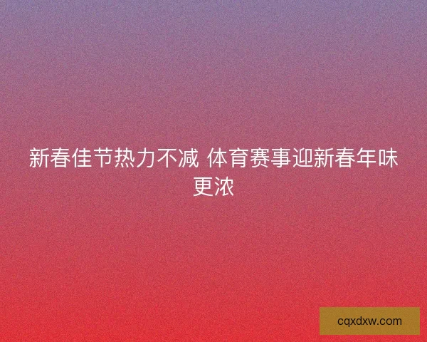 新春佳节热力不减 体育赛事迎新春年味更浓